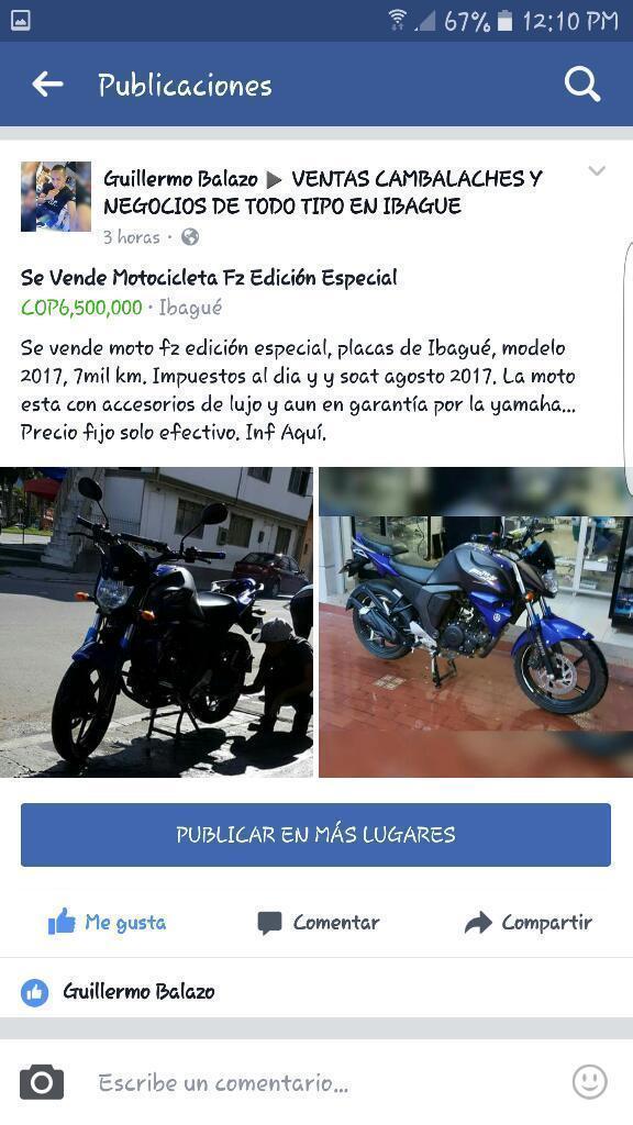 Se Vende Motocicleta Fz Edición Especial