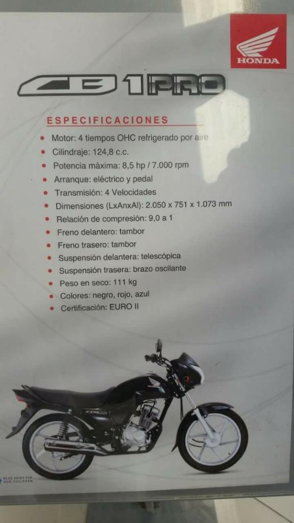 Vendo Moto Cero Kilometros Hondacb1pro