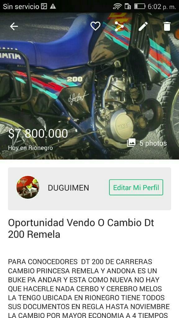 Oportunidad Motivo de Viaje Vendo Dt 200