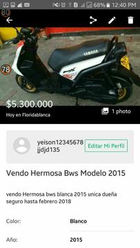 Moto Bws Modelo 2015