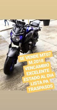 Se Vende Mt 07 M.2018 Vencambio